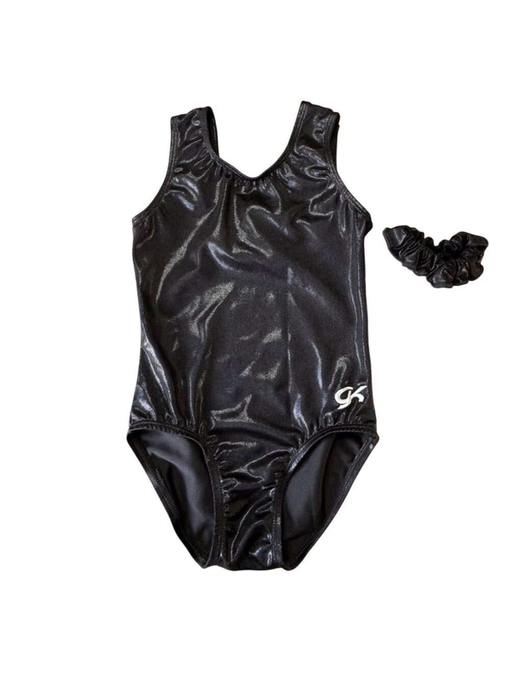 GK ELITE Mystique Tank Gymnastics Leotard Girls CM 6-7 Black Shimmer Gym Leo